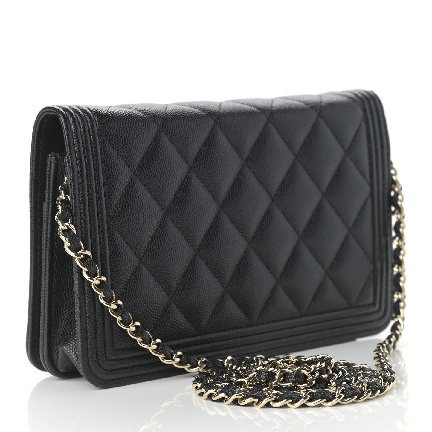 Caviar Quilted Boy Wallet On Chain WOC Black