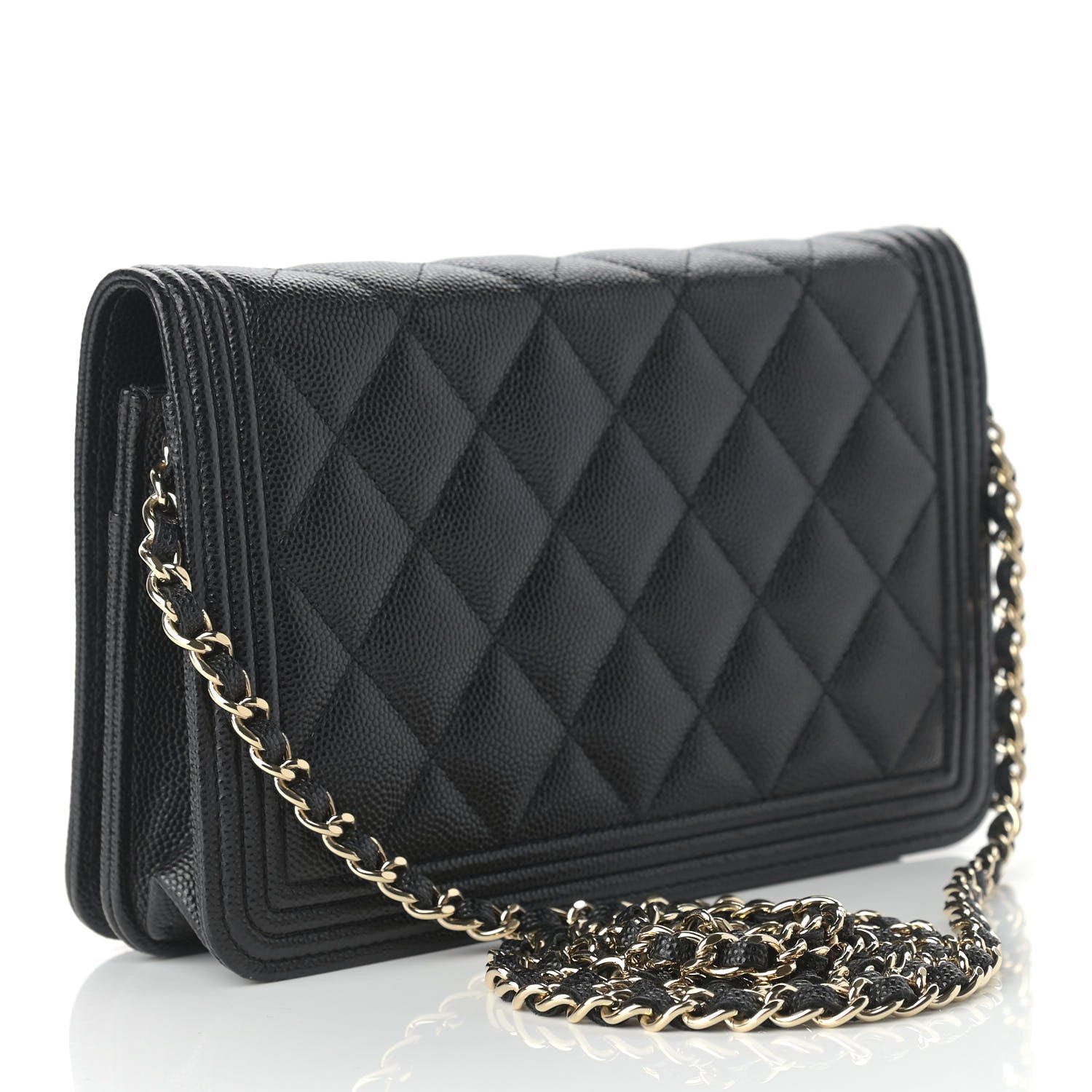 Chanel Caviar Quilted Boy Wallet On Chain WOC Black 3 of 11