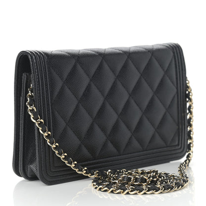Chanel Caviar Quilted Boy Wallet On Chain WOC Black 3 of 11