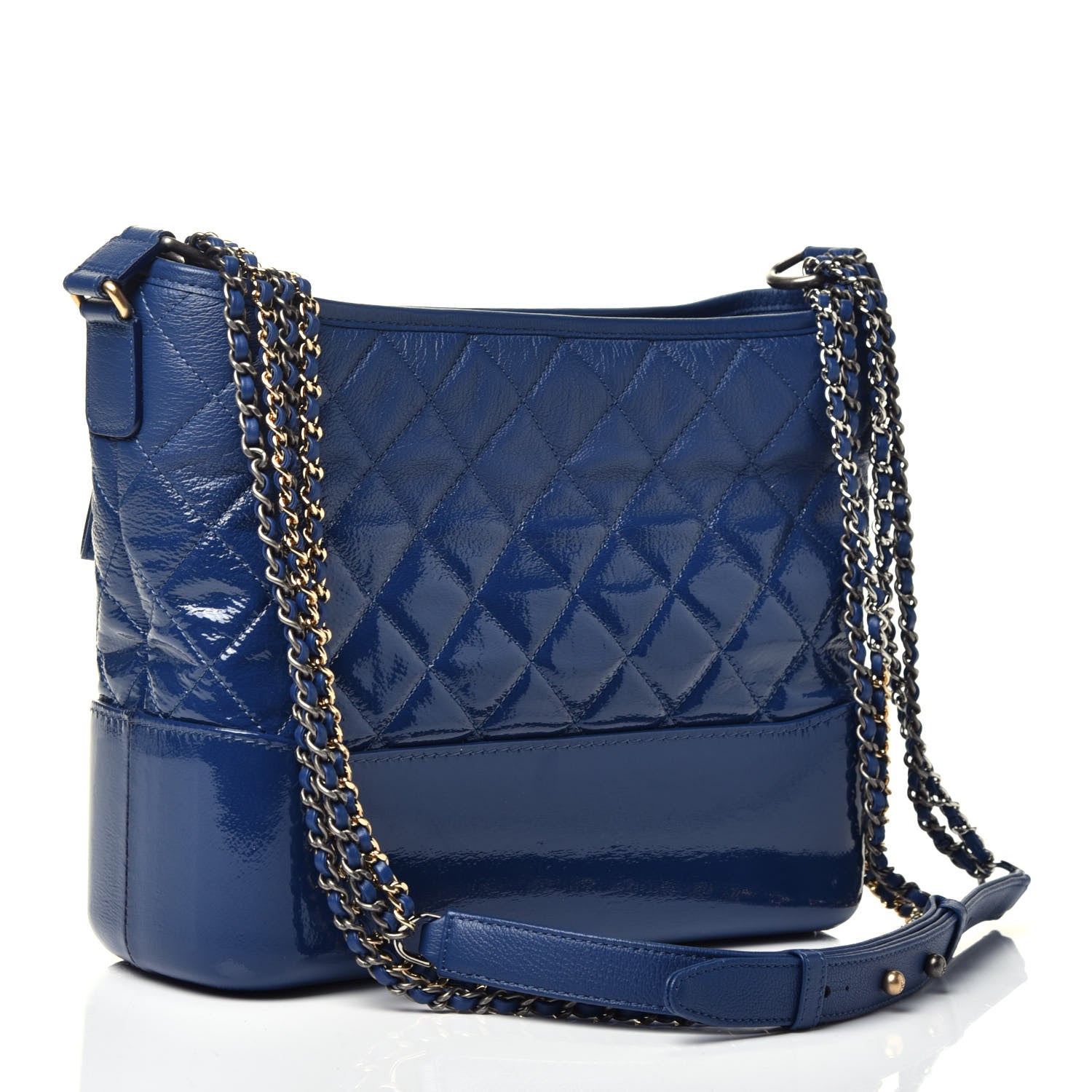 Chanel Patent Goatskin Quilted Medium Gabrielle Hobo Dark Blue 3 of 9