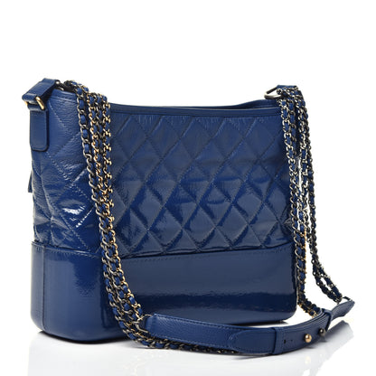 Chanel Patent Goatskin Quilted Medium Gabrielle Hobo Dark Blue 3 of 9