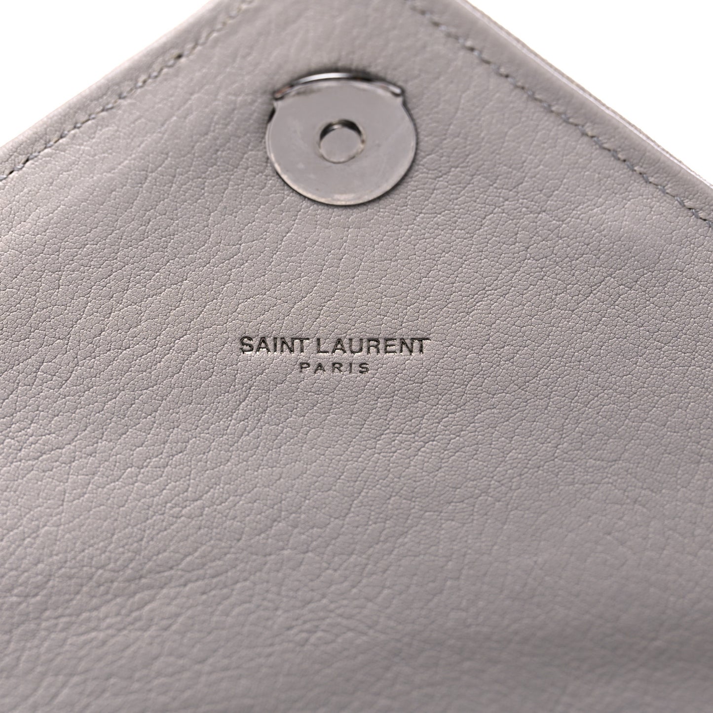 Sheepskin Matelasse Chevron Monogram Large College Satchel Light Grey