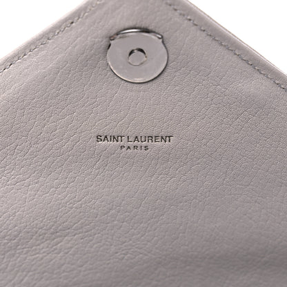 Saint Laurent Sheepskin Matelasse Chevron Monogram Large College Satchel Light Grey 8 of 15