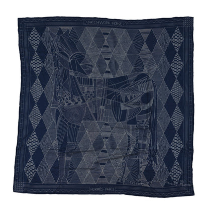 Hermes Cashmere Silk Patchwork Horse Shawl 140 1 of 4