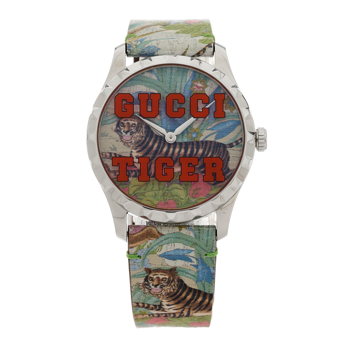 Stainless Steel Calfskin 38mm Tiger Quartz Watch