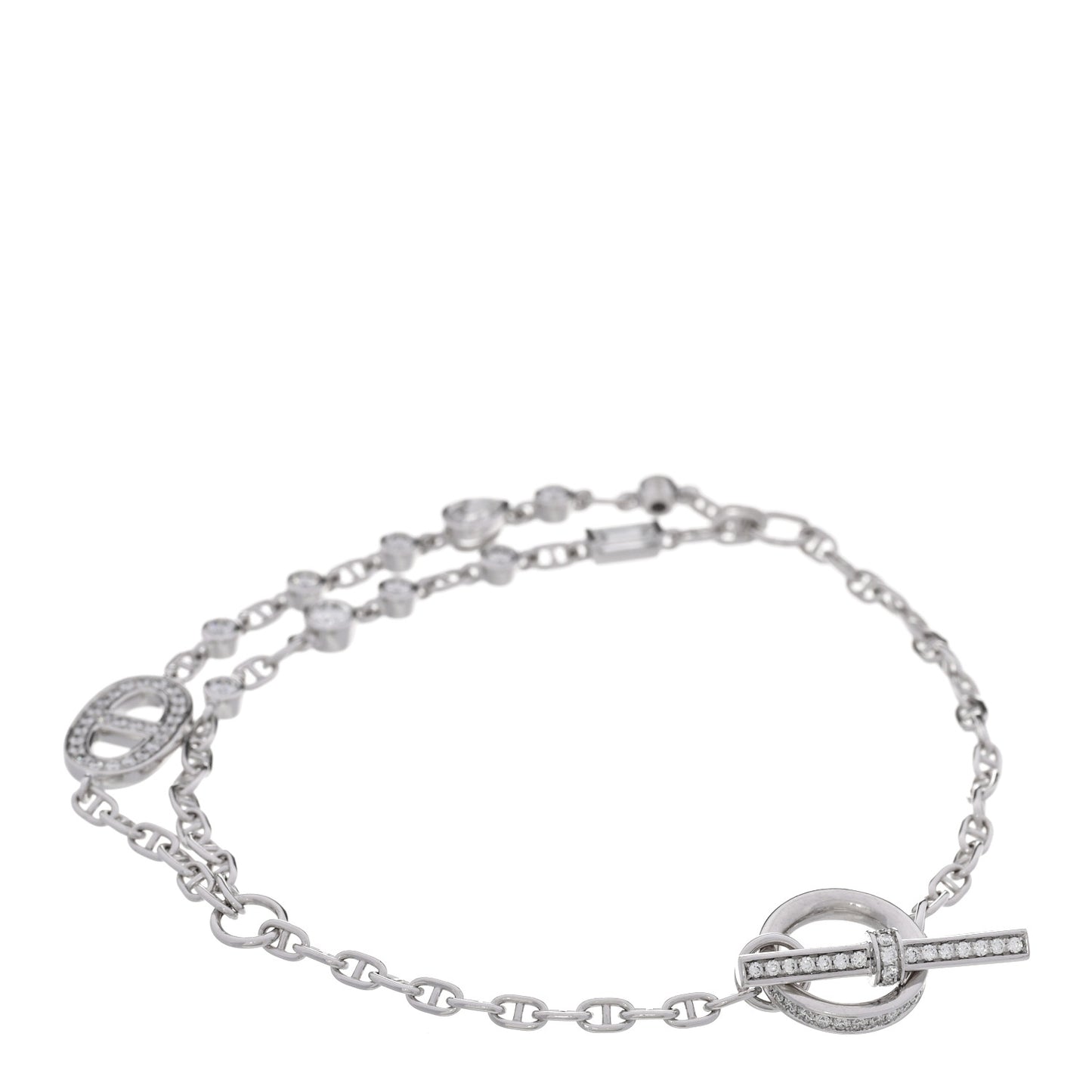 18K White Gold Diamond Chaine d'Ancre Fancy Bracelet