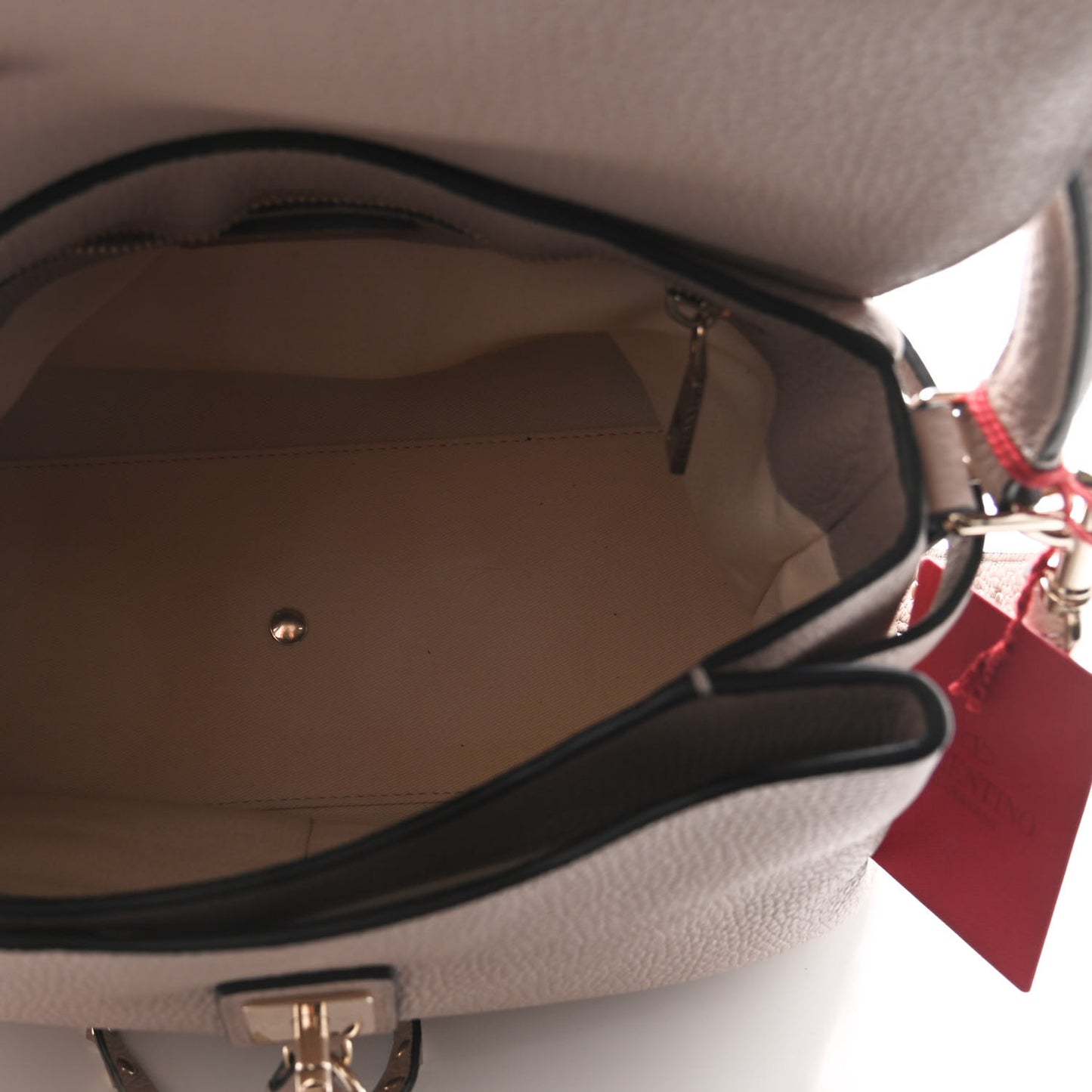 Pebbled Calfskin Rockstud Twiny Top Handle Bag Poudre