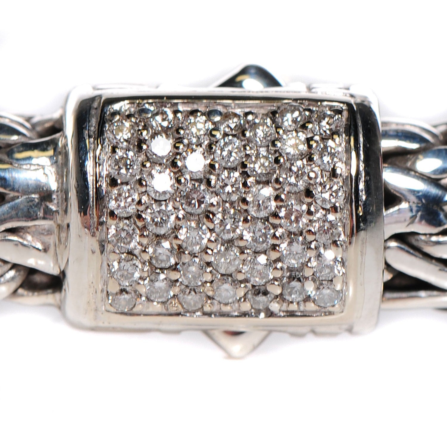 John Hardy Sterling Silver Pave Diamond Medium Classic Chain Clasp Bracelet 3 of 7
