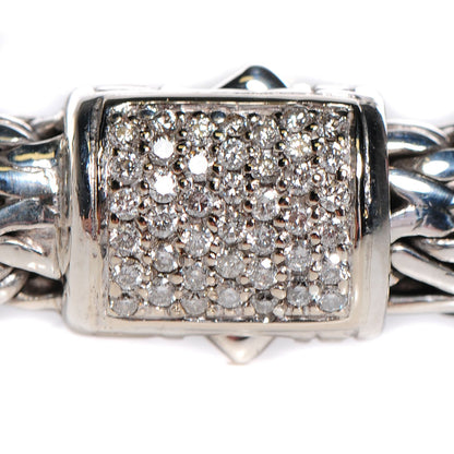 John Hardy Sterling Silver Pave Diamond Medium Classic Chain Clasp Bracelet 3 of 7