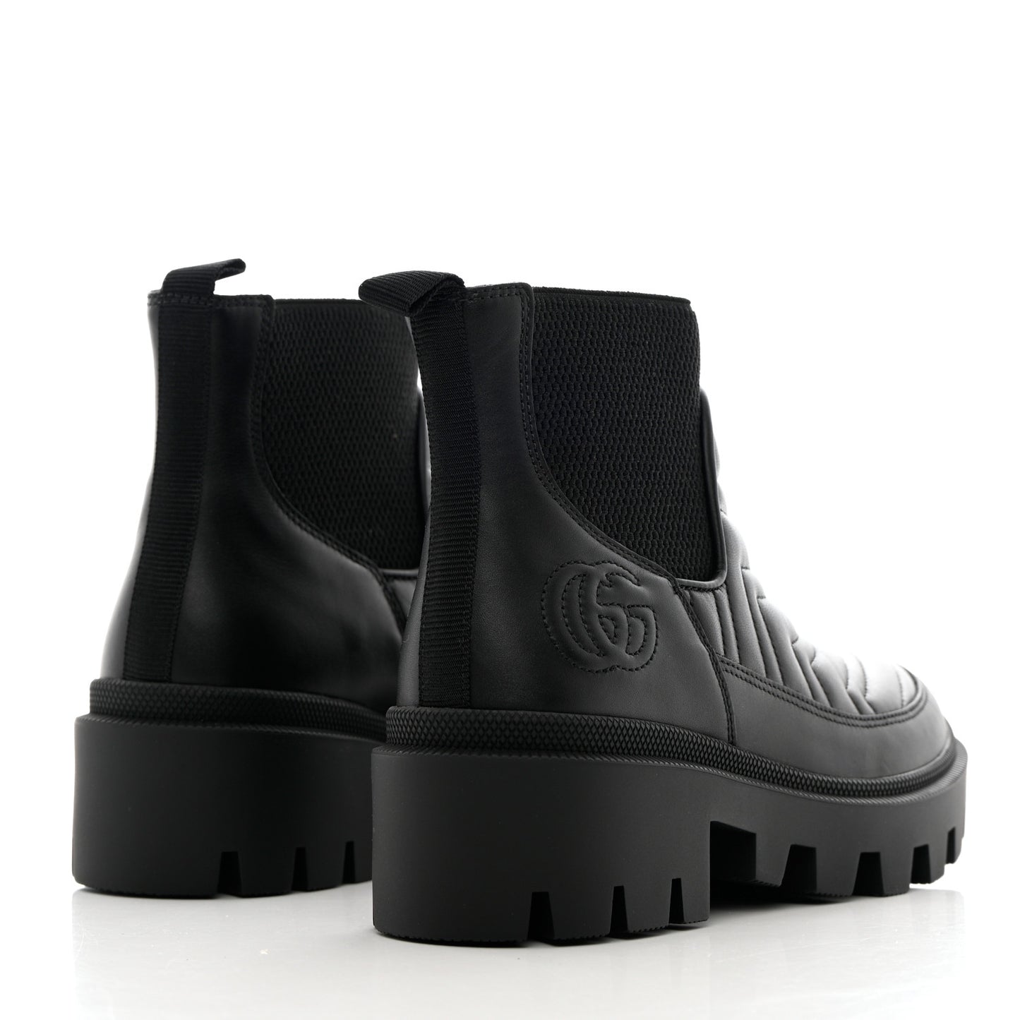 Calfskin Nappa Matelasse Frances Chelsea Boots 35 Black