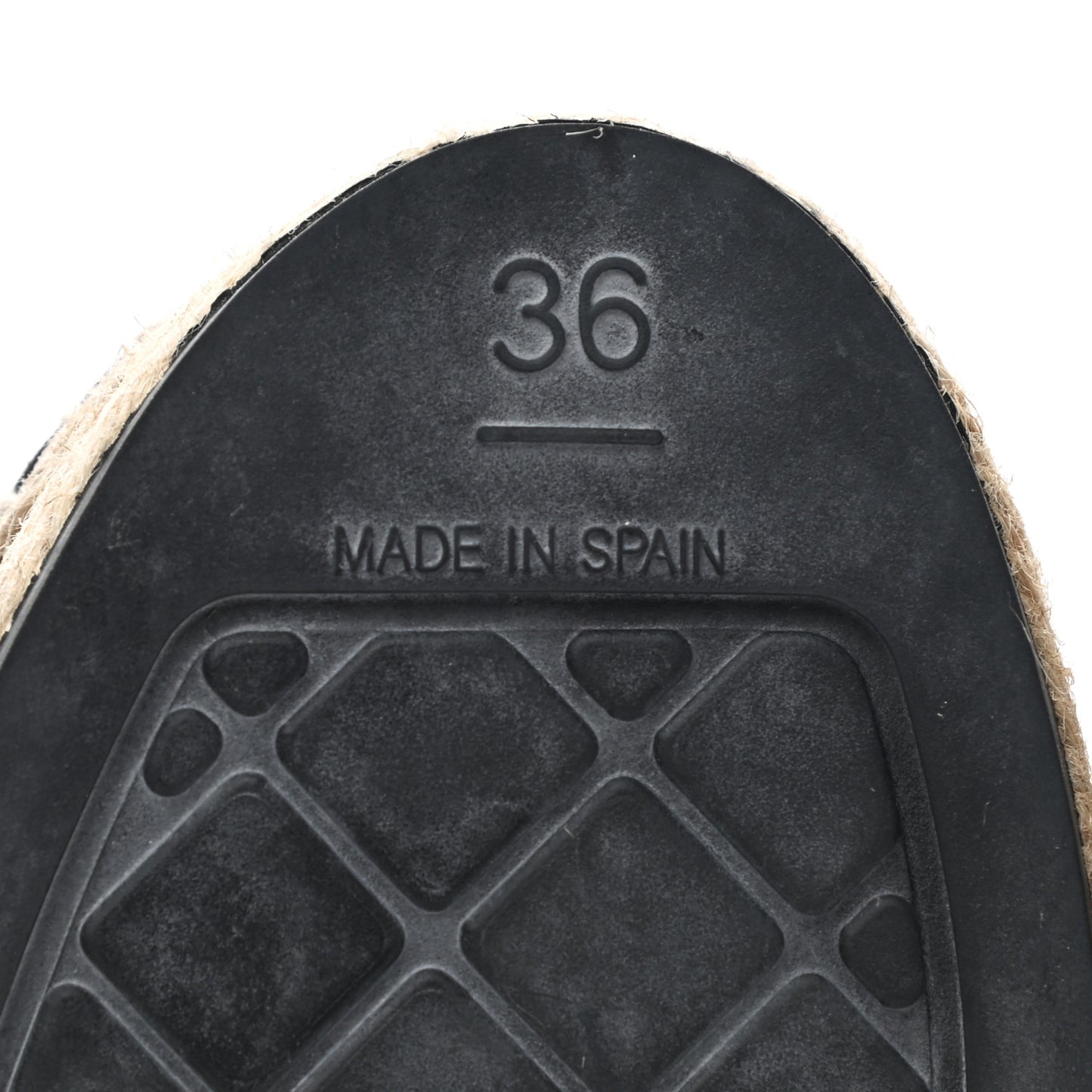 Lambskin Shiny Calfskin CC Espadrilles 36 Black Beige