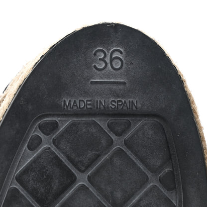 Chanel Lambskin Shiny Calfskin CC Espadrilles 36 Black Beige 7 of 9
