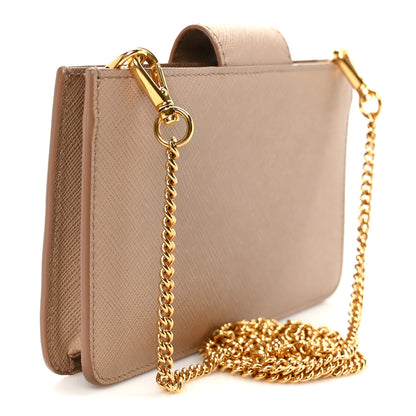 Prada Saffiano Metal Phone Wristlet Crossbody Wallet Cammeo 2 of 8