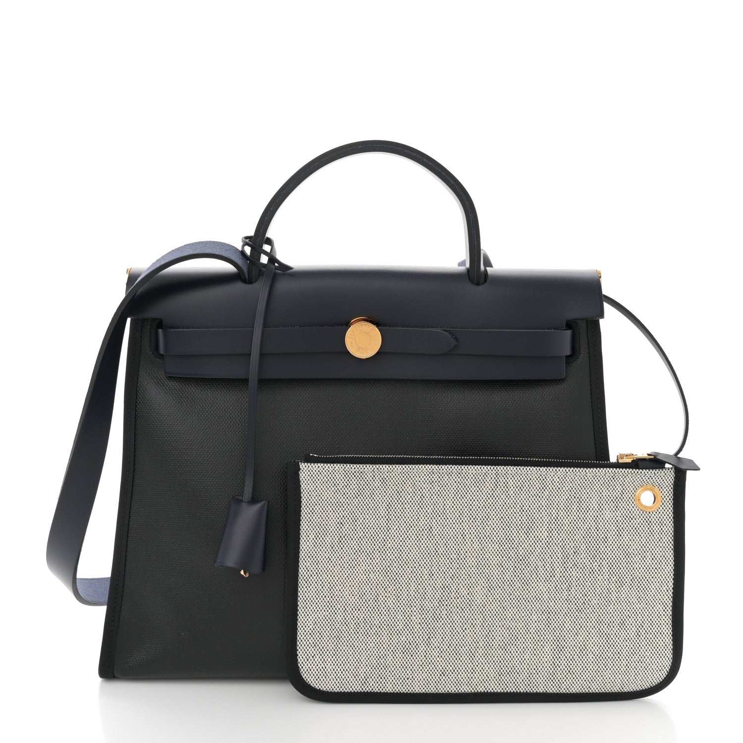 Hermes Toile H Berline Vache Hunter Herbag Zip PM 31 Black Bleu Nuit 2 of 11