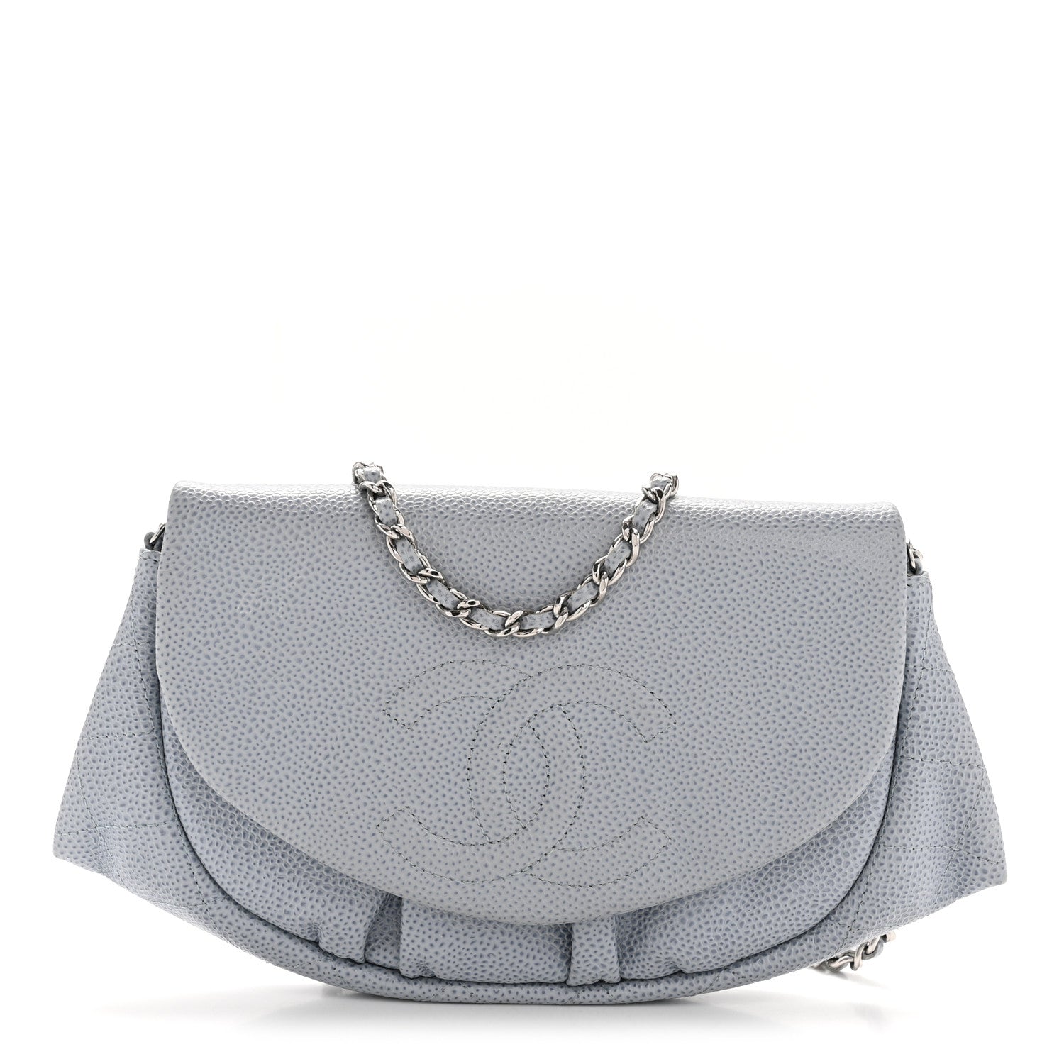 Chanel Caviar Half Moon Wallet On Chain WOC Light Blue 1 of 11