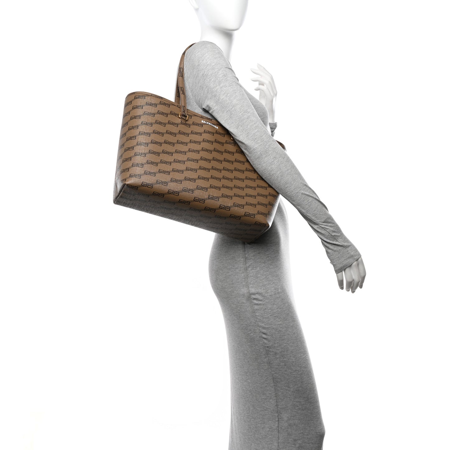 Coated Canvas BB Monogram Medium Signature East West Shopper Bag Beige Brown