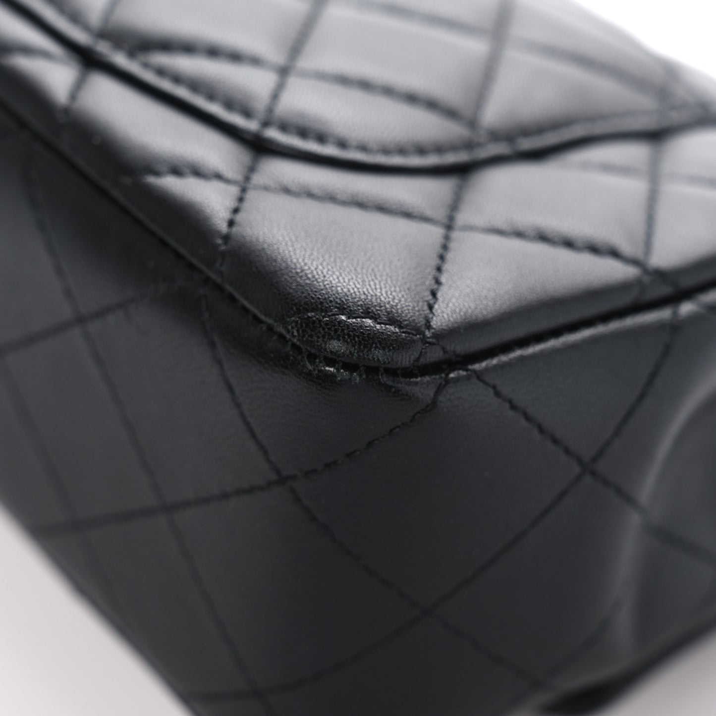 Lambskin Quilted Mini Rectangular Flap Black