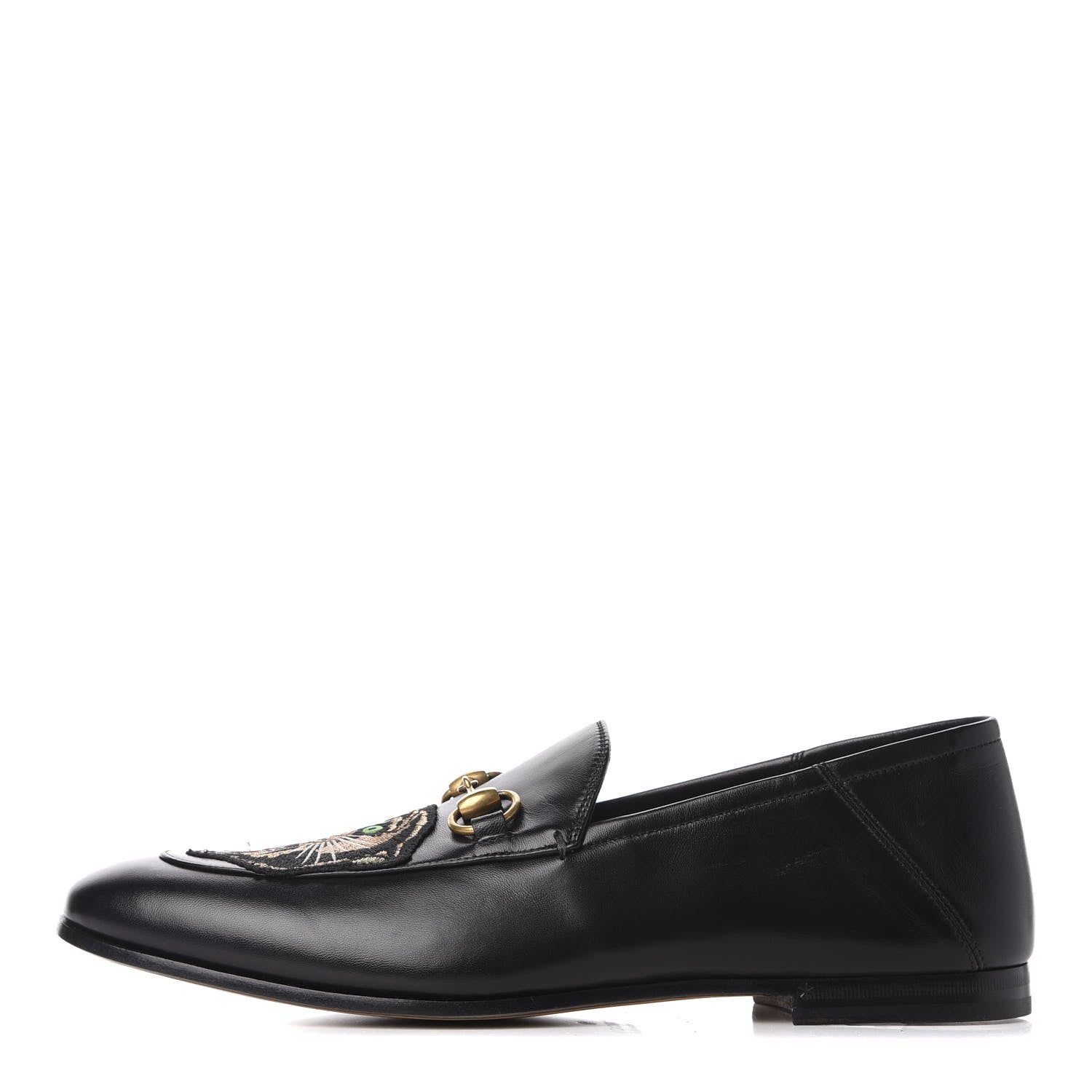Gucci Goatskin Tiger Embroidered Mens Horsebit Loafers 9 Black 1 of 11