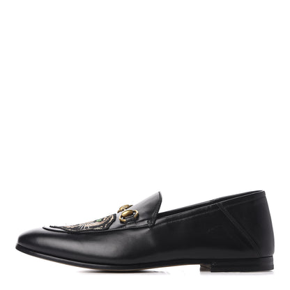 Gucci Goatskin Tiger Embroidered Mens Horsebit Loafers 9 Black 1 of 11