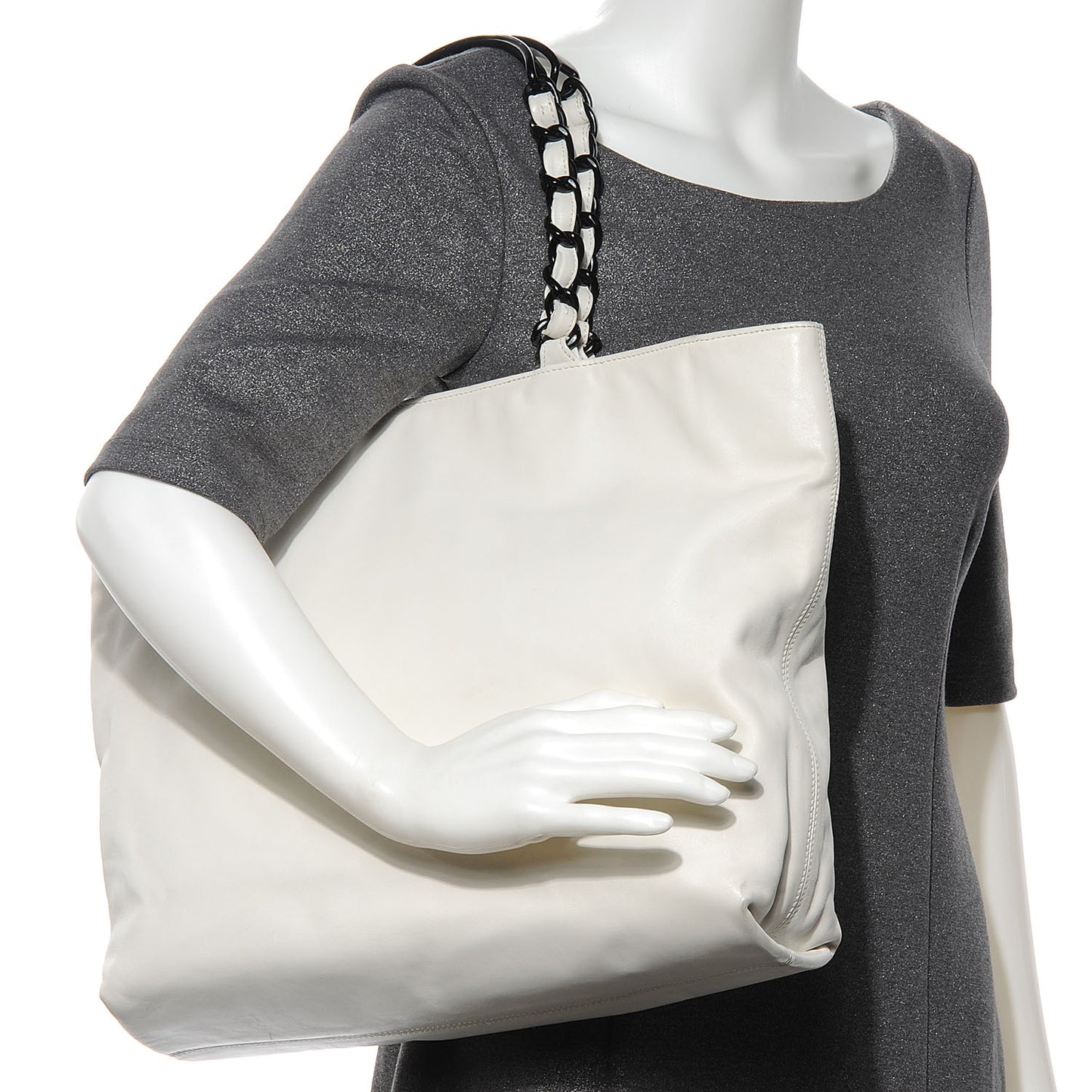 Lambskin Chain CC Tote White