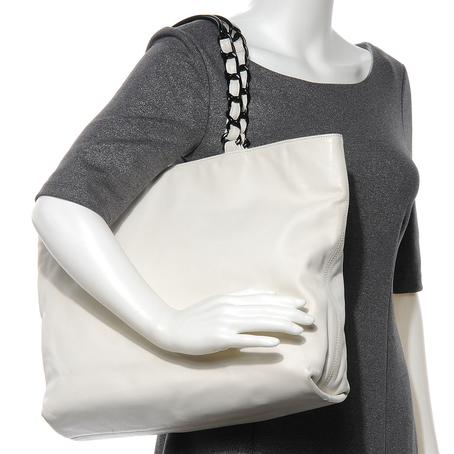 Chanel Lambskin Chain CC Tote White 2 of 10