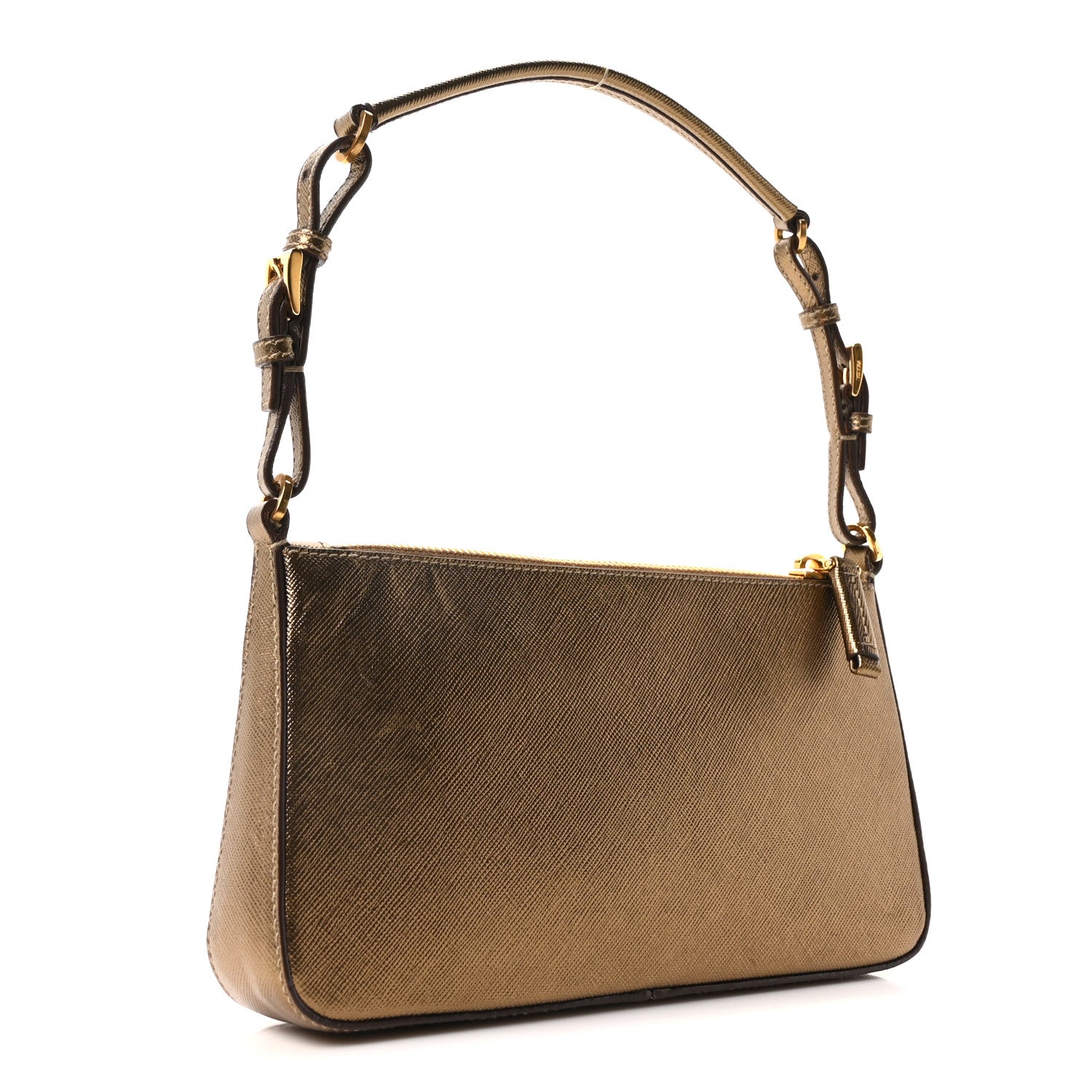 Prada Metallic Saffiano Pochette Bronzo 3 of 10