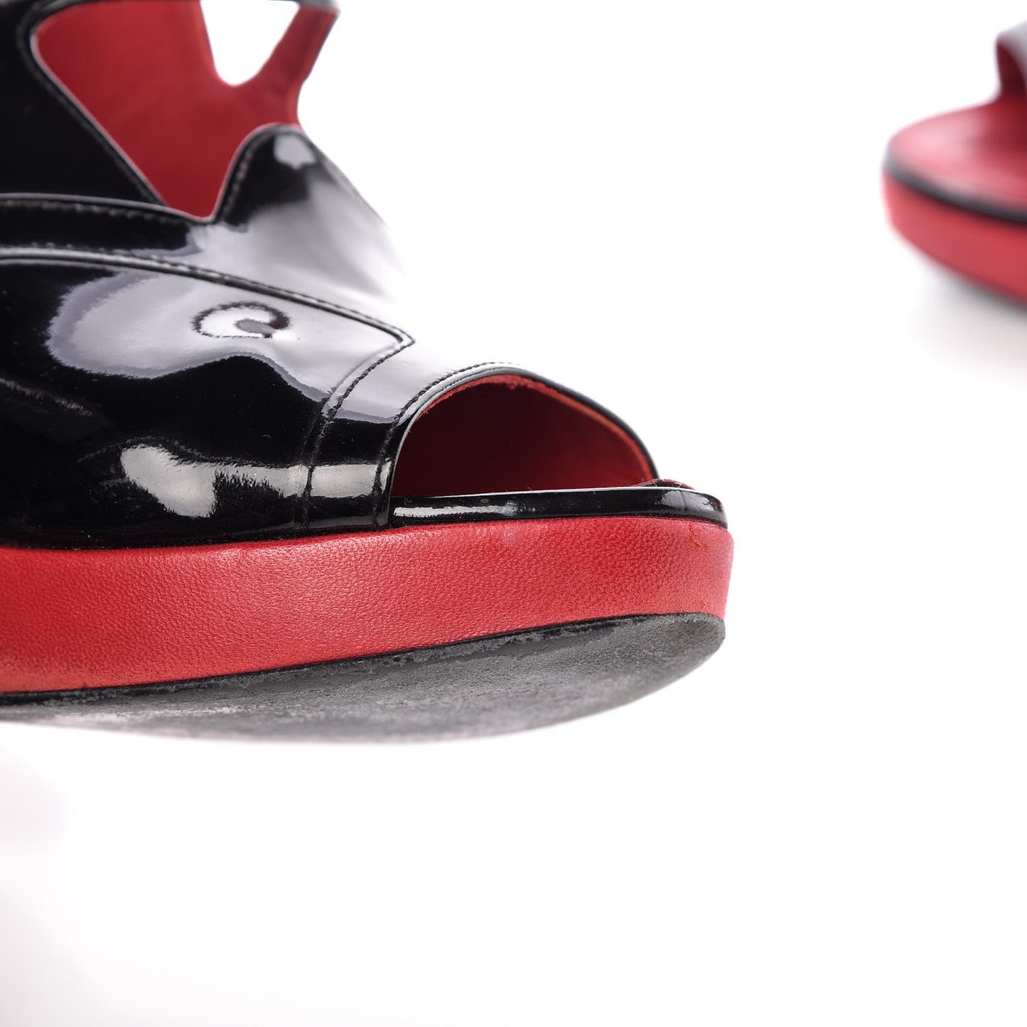 Patent Wedge Sandals 37 Black Red