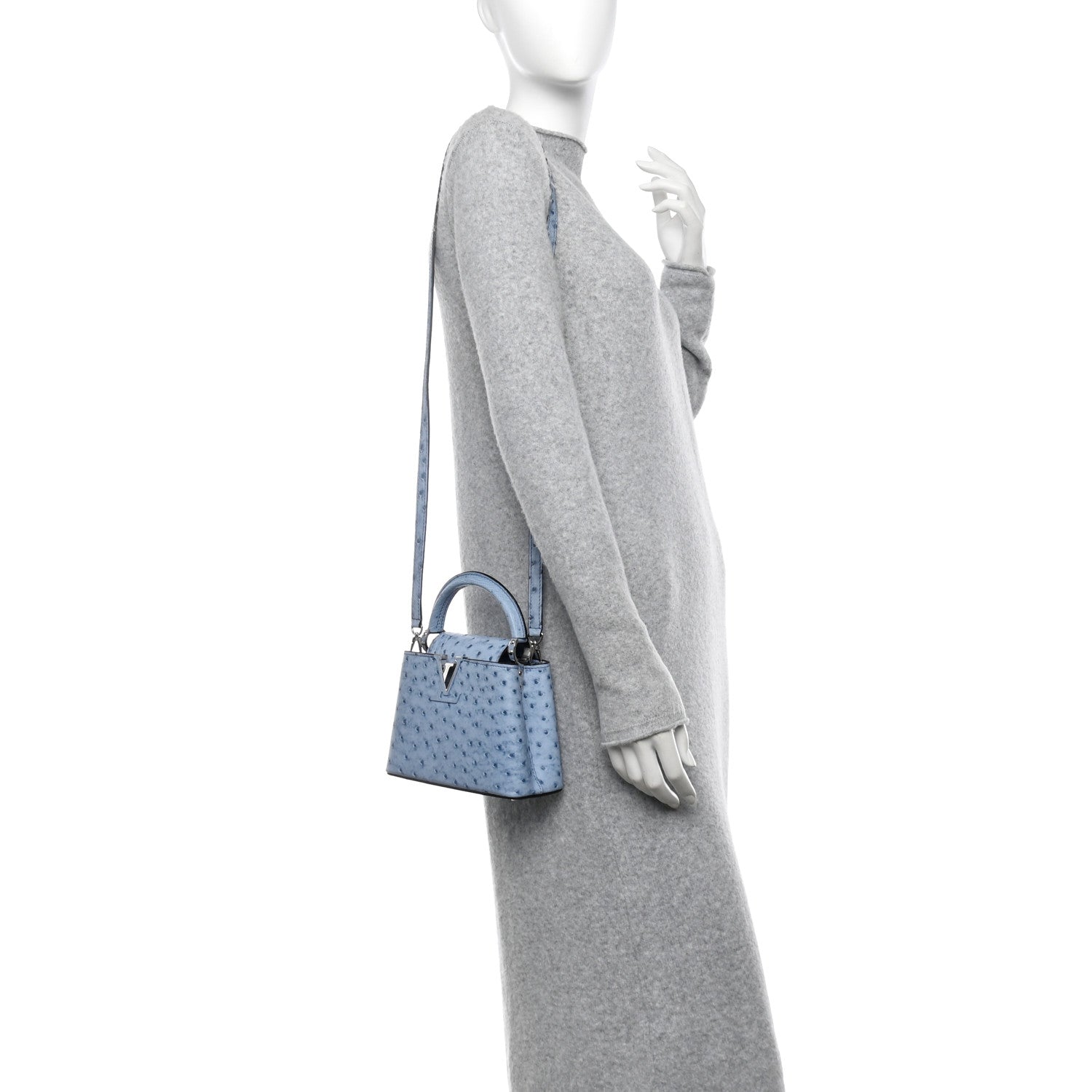 Louis Vuitton Ostrich Capucines Mini Blue Denim 2 of 11