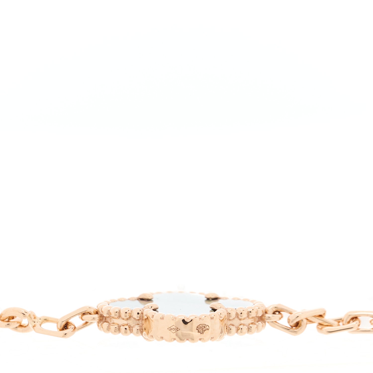 Van Cleef & Arpels 18K Rose Gold Diamond Gray Mother of Pearl 5 Motifs Vintage Alhambra Bracelet 4 of 5