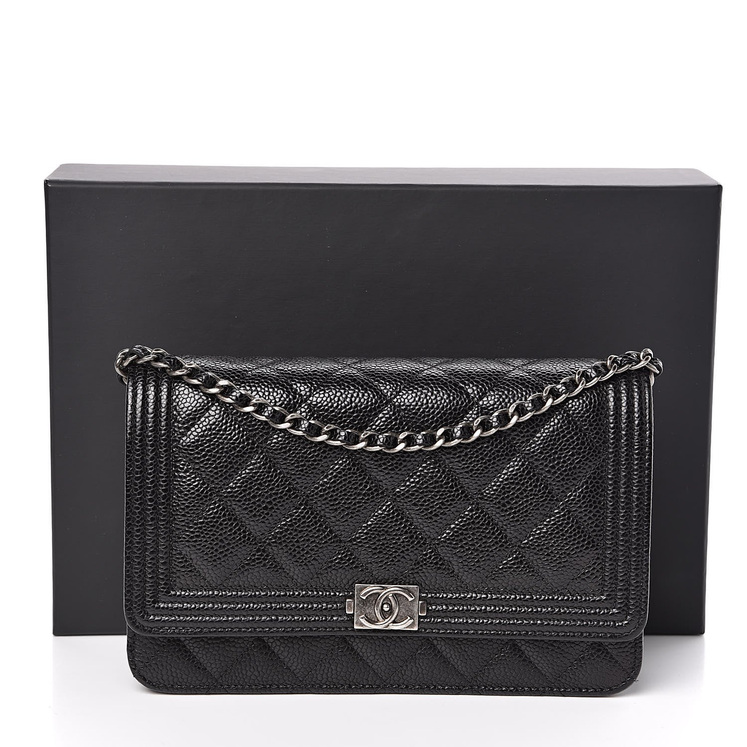 Chanel Caviar Quilted Boy Wallet On Chain WOC Black 13 of 13