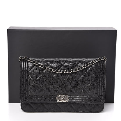 Chanel Caviar Quilted Boy Wallet On Chain WOC Black 13 of 13