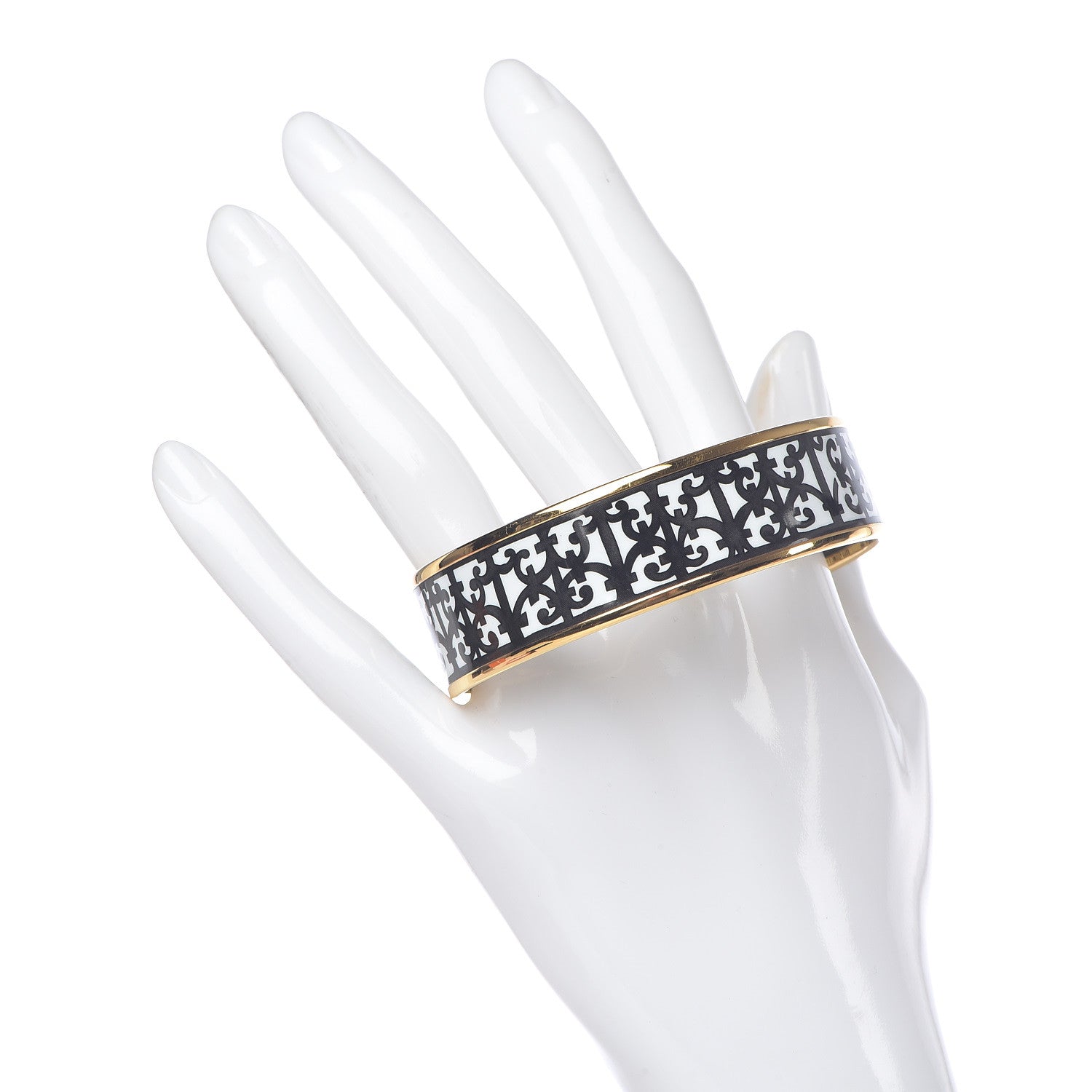 Hermes Enamel Printed Wide Balcons du Guadalquivir Bracelet 65 Black 2 of 7