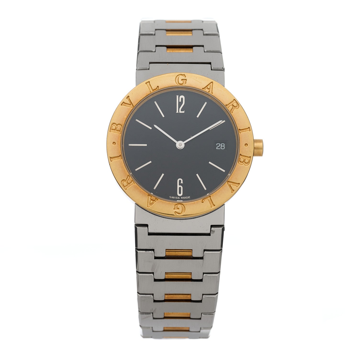 Bulgari Stainless Steel 18K Yellow Gold 33mm Quartz Watch Black 1 of 4