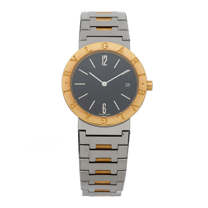 Bulgari Stainless Steel 18K Yellow Gold 33mm Quartz Watch Black 1 of 4