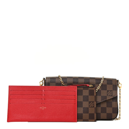 Louis Vuitton Damier Ebene Pochette Felicie Chain Wallet 1 of 11