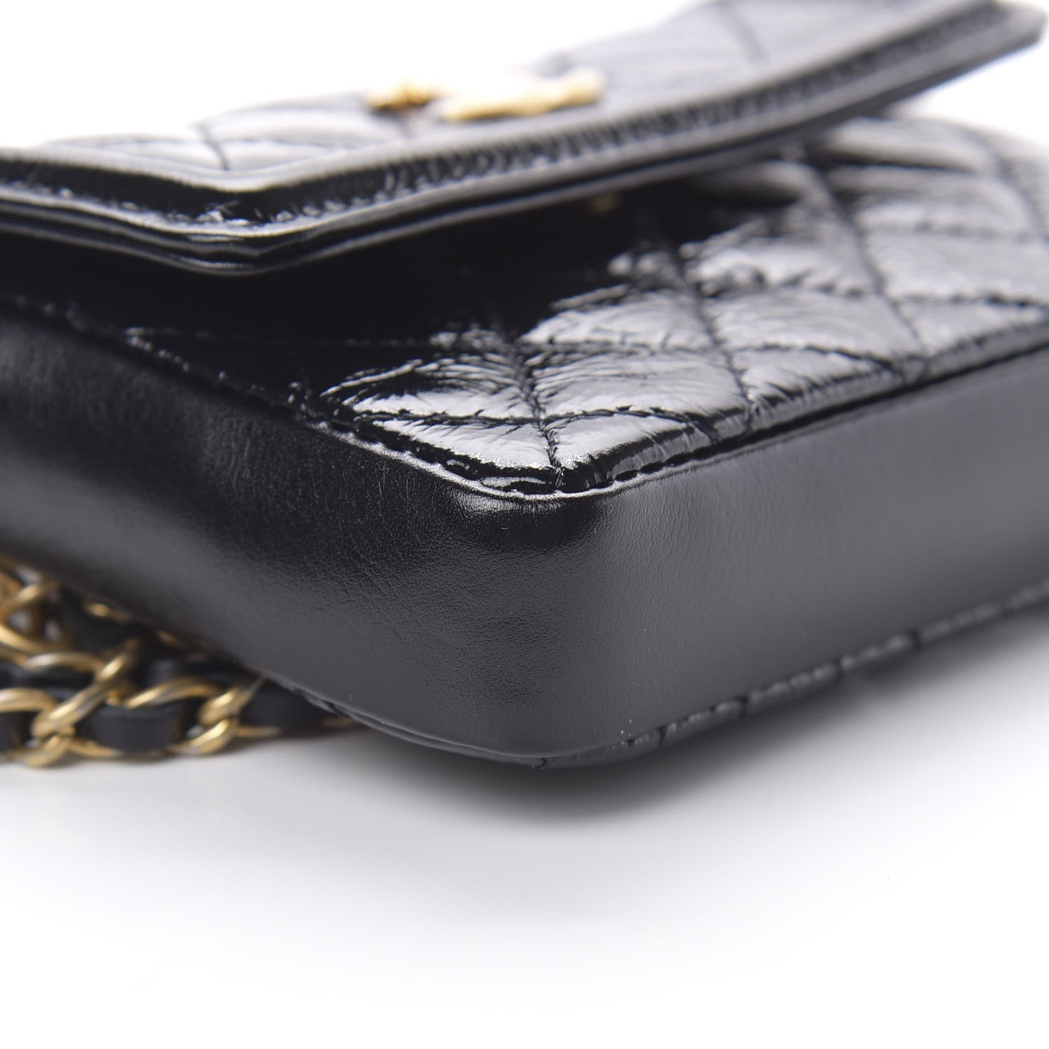 Chanel Shiny Aged Calfskin Quilted Waist Belt Bag Black 10 of 11