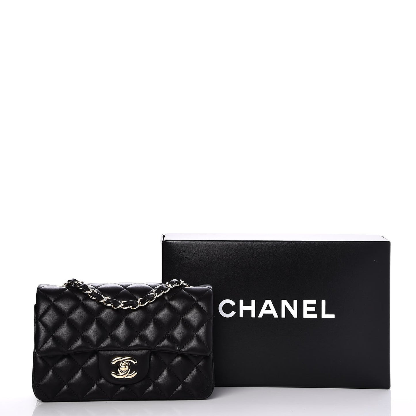 Lambskin Quilted Mini Rectangular Flap Black