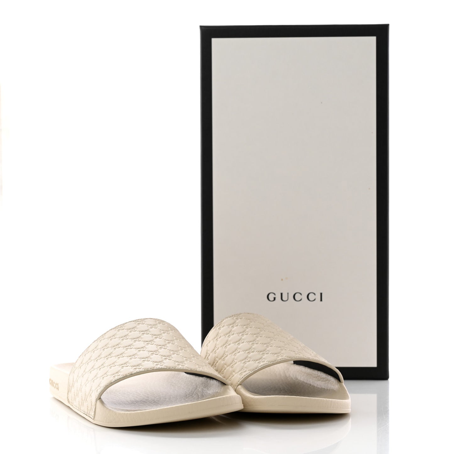 Microguccissima Slide Sandals 39 Ivory