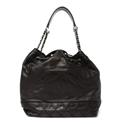 Chanel Calfskin Drawstring CC Bucket Bag Dark Brown 1 of 10