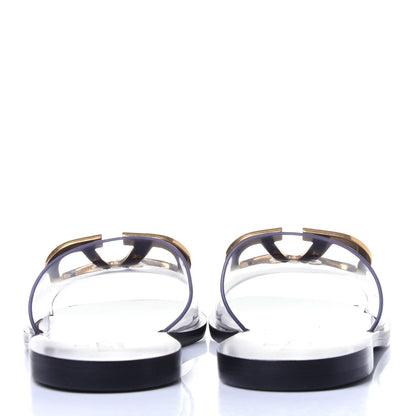 Valentino Garavani PVC Transparent Vlogo Flat Slide Sandals 35 Black 6 of 13