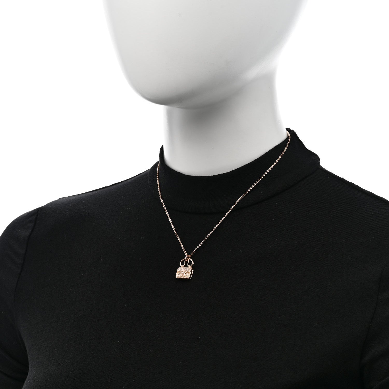 Hermes 18K Rose Gold Diamond Constance Amulette Pendant Necklace 2 of 6