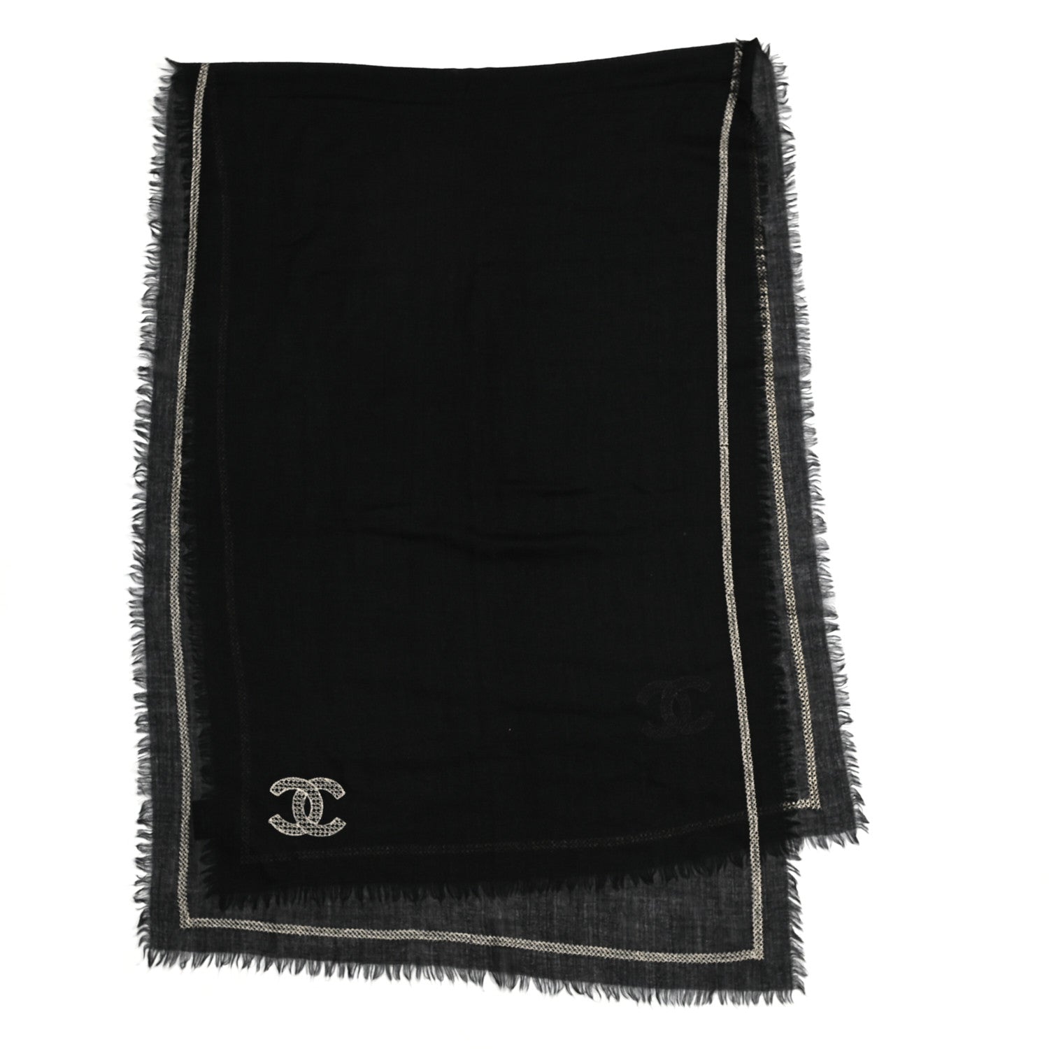 Chanel Cashmere CC Scarf Black 1 of 7