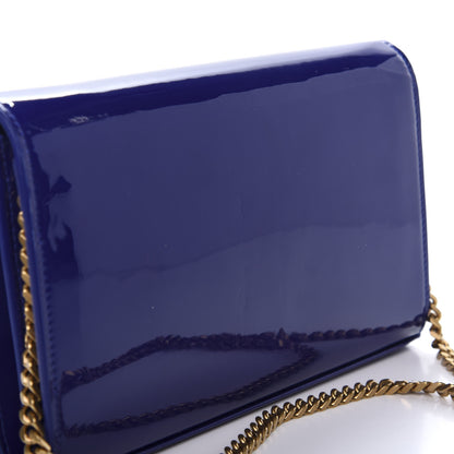 Saint Laurent Patent Calfskin Monogram Kate Wallet On Chain Royal Blue 9 of 11