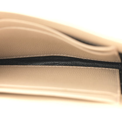Saint Laurent Grain De Poudre Matelasse Chevron Small Monogram Envelope Wallet Dark Beige 5 of 9