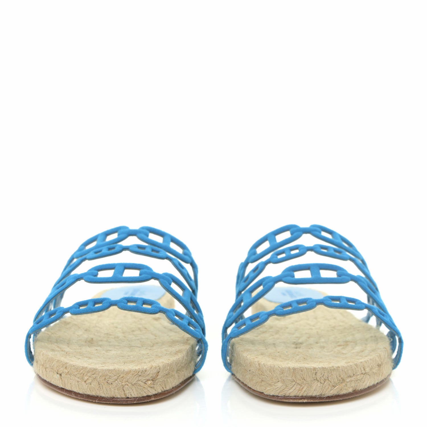 Hermes Suede Goatskin Ancone Espadrille Sandals 37 Bleu Vif 2 of 9