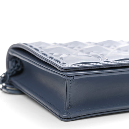 Christian Dior Calfskin Cannage Diamond Lady Dior Chain Wallet Blue 9 of 11