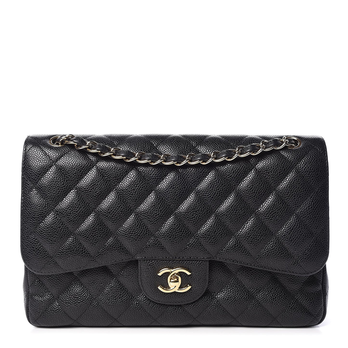 Caviar Quilted Jumbo Double Flap Black