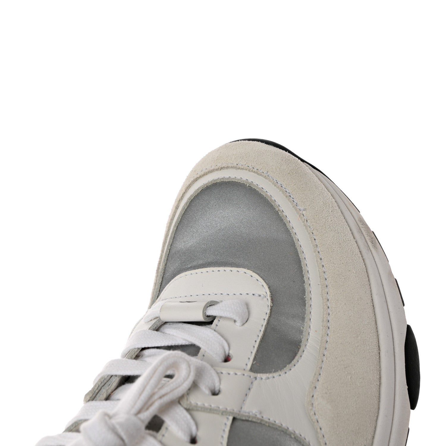 Chanel Calfskin Fabric Sneakers 37 White Silver Fluo Pink 11 of 14
