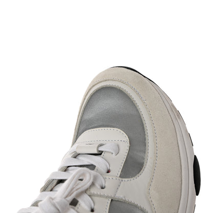Chanel Calfskin Fabric Sneakers 37 White Silver Fluo Pink 11 of 14
