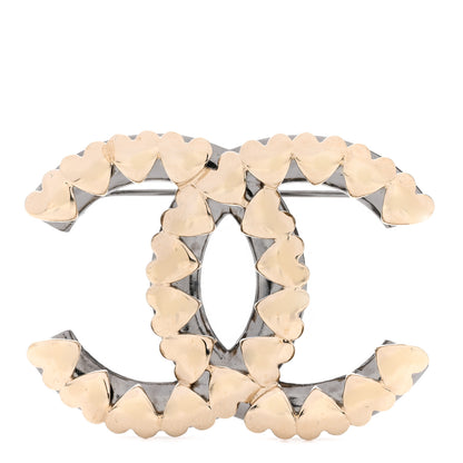 Chanel Metal CC Heart Brooch Gold Silver 1 of 4